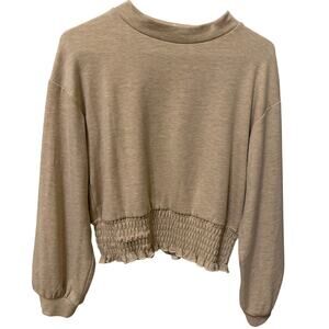 Urban Romantics Pale Yellow Crewneck Sweatshirt Ruffle Gathered Size Small Twee